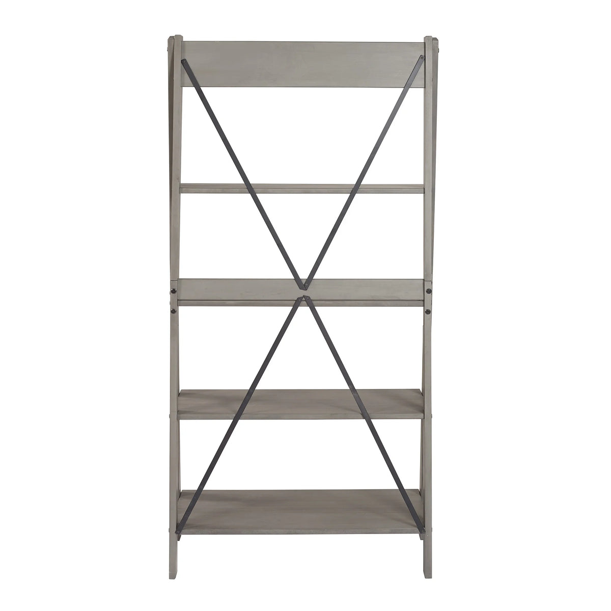 Walker Edison Solid Wood 4-Shelf Ladder Bookshelf, Brown