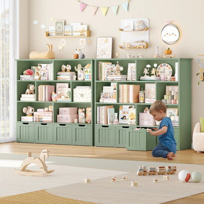 Homfa 7 Cube Toy Storage Organizer, Kids Geometric Bookcase and Bookshelf with 4 Drawers, White