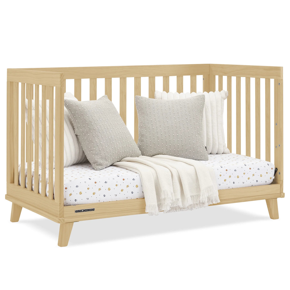 Delta Children Frankie 4-in-1 Convertible Crib - Greenguard Gold Certified, Black with Natural