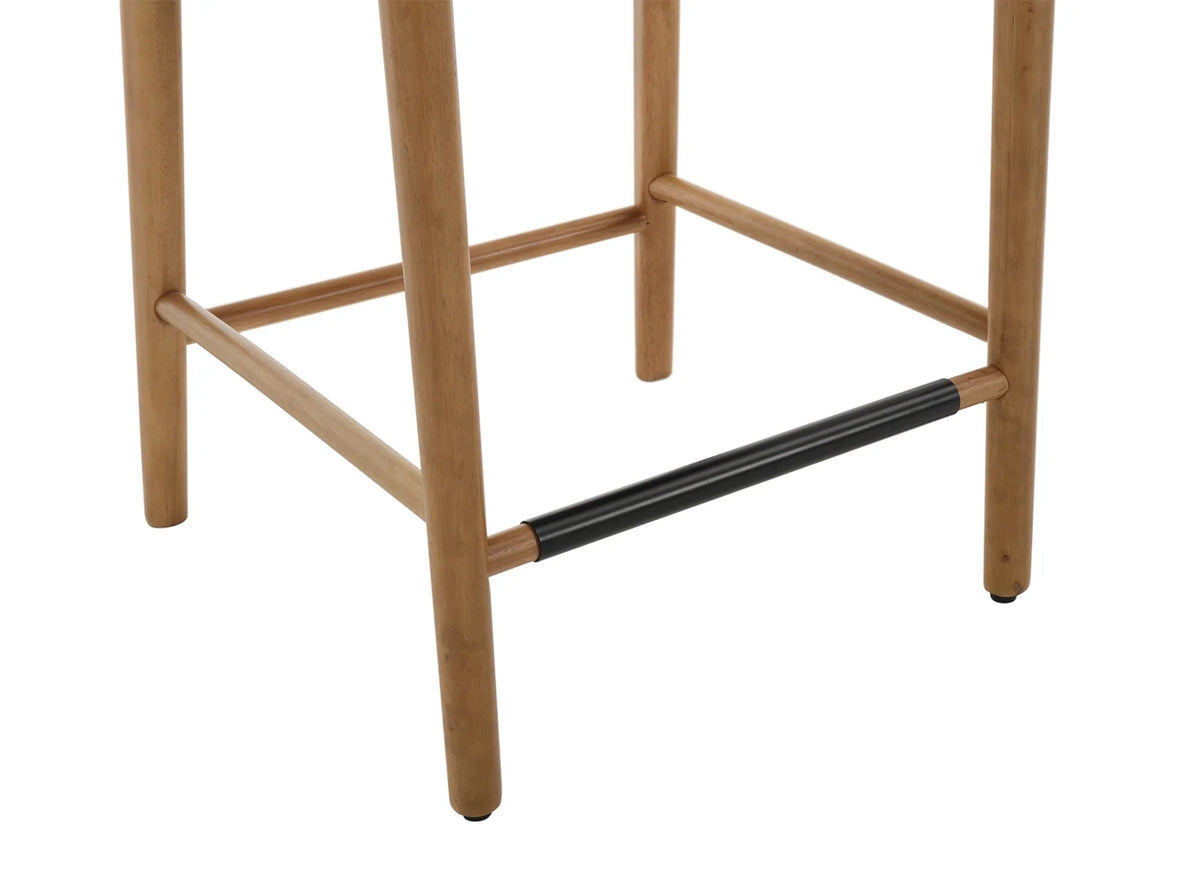 Guyou Modern Bar Stools Set of 2, 26" Counter Height Bar Stools with Natural Rattan Back and Solid Wood Frame, Sherpa Upholstered Kitchen Island Chairs for Bar Island Cafe Kitchen, Black