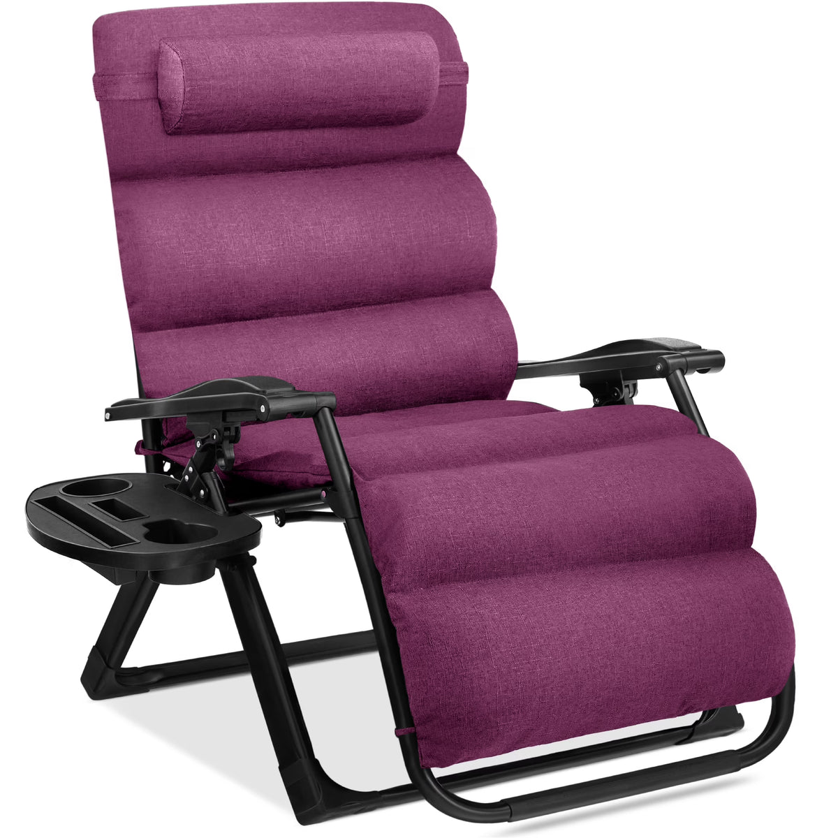 Best Choice Products Oversized Zero Gravity Chair, Folding Recliner w/ Removable Cushion, Side Tray - Fossil Gray