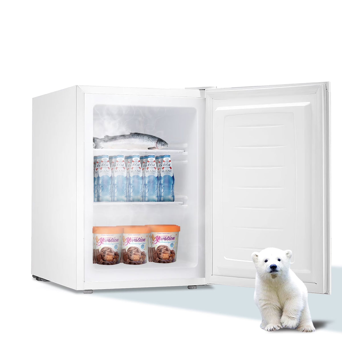 Electactic Upright Freezer, Energy Saving 2.1 Cu.ft Single Door Compact Upright Freezer with Reversible Door(White)