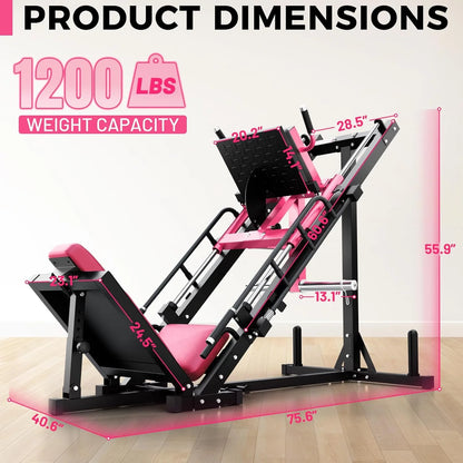 RitFit Leg Press Hack Squat Machine, Professional Adjustable Leg Press Machine for Home Gym with Linear Bearing, Specialty Hack Squat Machine for Full Lower Body Workout with Weight Storage, Pink