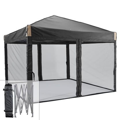Aoodor 12'x12' Pop Up Canopy with Removable Mesh Sidewalls, Outdoor Portable Instant Shelter Tent-Black