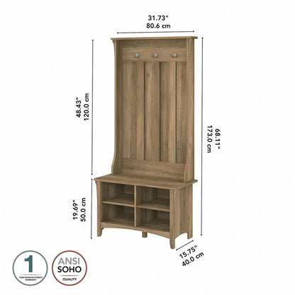 Pemberly Row Hall Tree w/ Shoe Storage Bench in Antique White - Engineered Wood