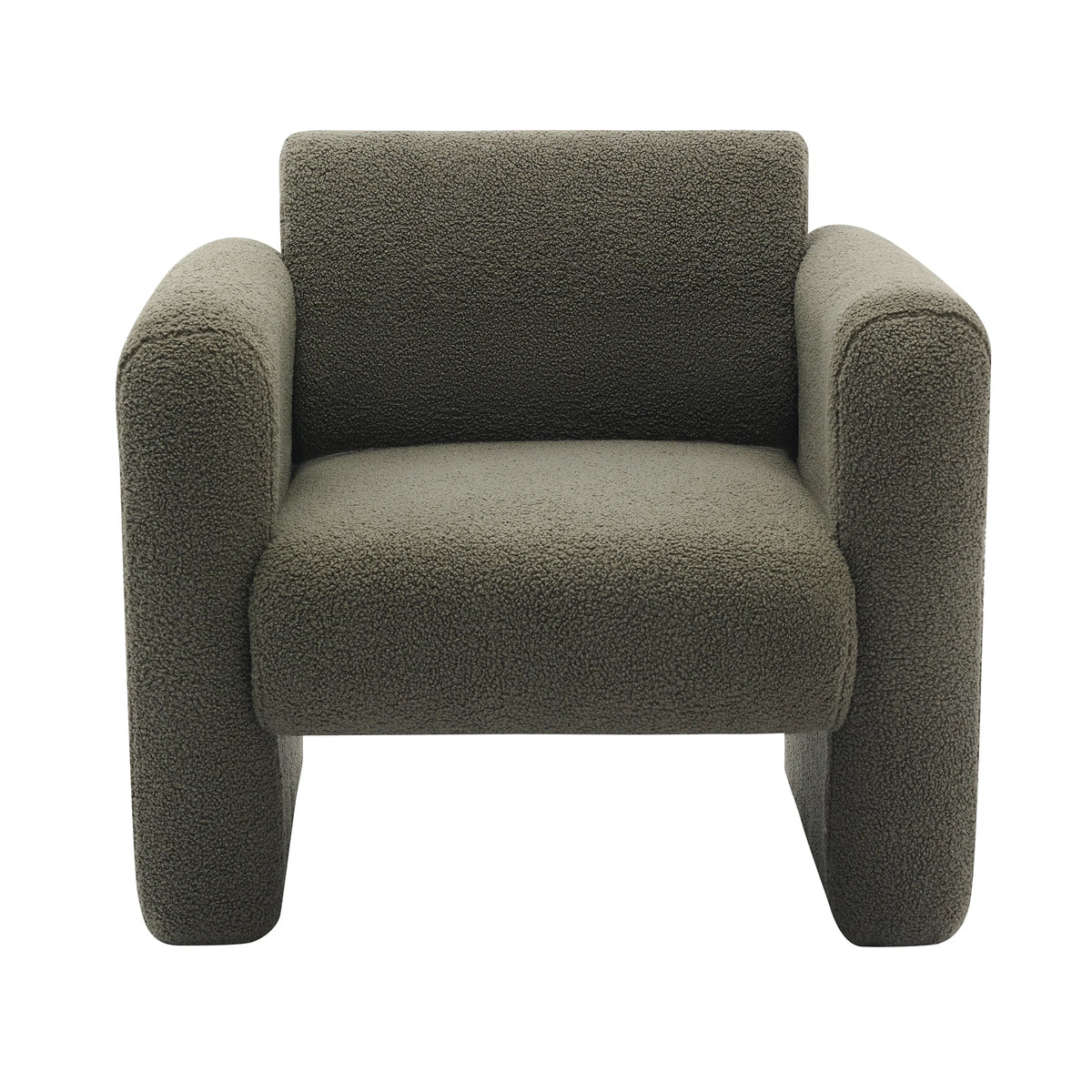 Euroco Modern Accent Chair Lambskin Sherpa Fabric Upholstered Comfy Reading Arm Chair Soft Padded Armchair with Back and Pillow,Burnt Orange