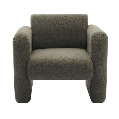 Euroco Modern Accent Chair Lambskin Sherpa Fabric Upholstered Comfy Reading Arm Chair Soft Padded Armchair with Back and Pillow,Burnt Orange