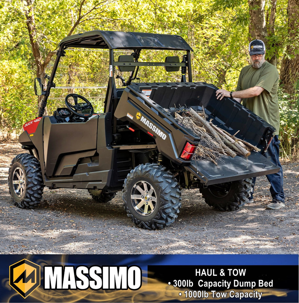 Massimo Buck 450 Side by Side UTV, EFI, 4 Stroke, 325cc, 25.5 HP, 4X4, 3000lb Winch - Red