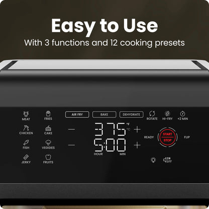 Chefman Multifunctional Digital 10 Qt. Air Fryer+ Rotisserie, Fry, Roast & Bake, 17 Presets - Black