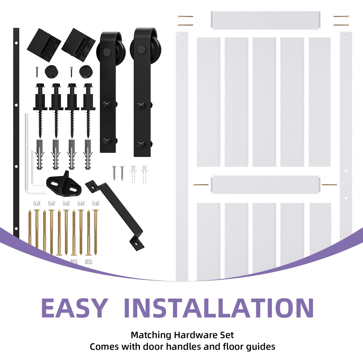 Uforic 48" x 84" Silding Barn Door,with Hardware Kit Rail,and Handle,Pulleys, Gray