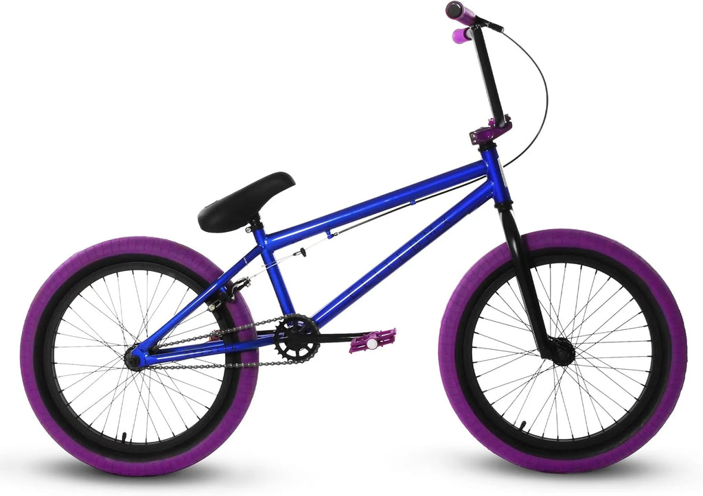 Elite BMX Bicycle 20” Freestyle Bike - Stealth Blue Purple Ideal for Ages 7 to 18 Years