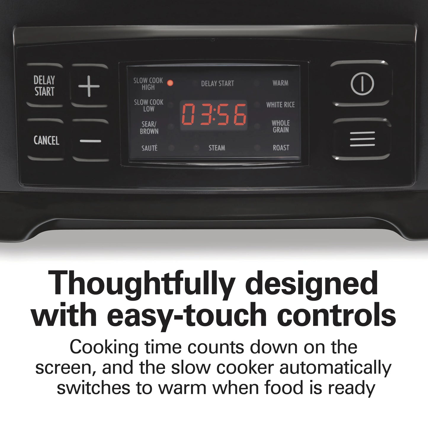 Hamilton Beach 9-in-1 Multi Cooker, 6 Qt Searing Slow Cooker, Nonstick Aluminum Crock with Removable Pot, Black