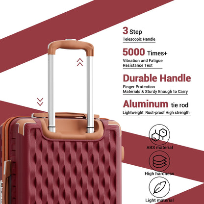 Melalenia - 7 Luggage Sets ABS Hardside Spinner Luggage -With Spinner Wheels and TSA Lock-White