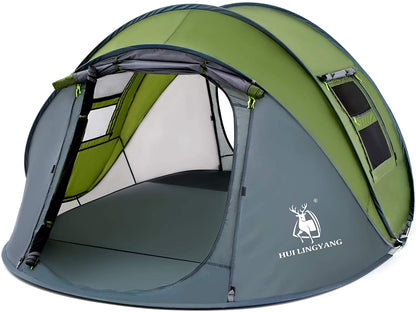 4 Person Easy Pop Up Tent,9.5��X6.6��X52'',Waterproof, Automatic Setup,2 Doors-Instant Family Tents for Camping, Hiking & Traveling
