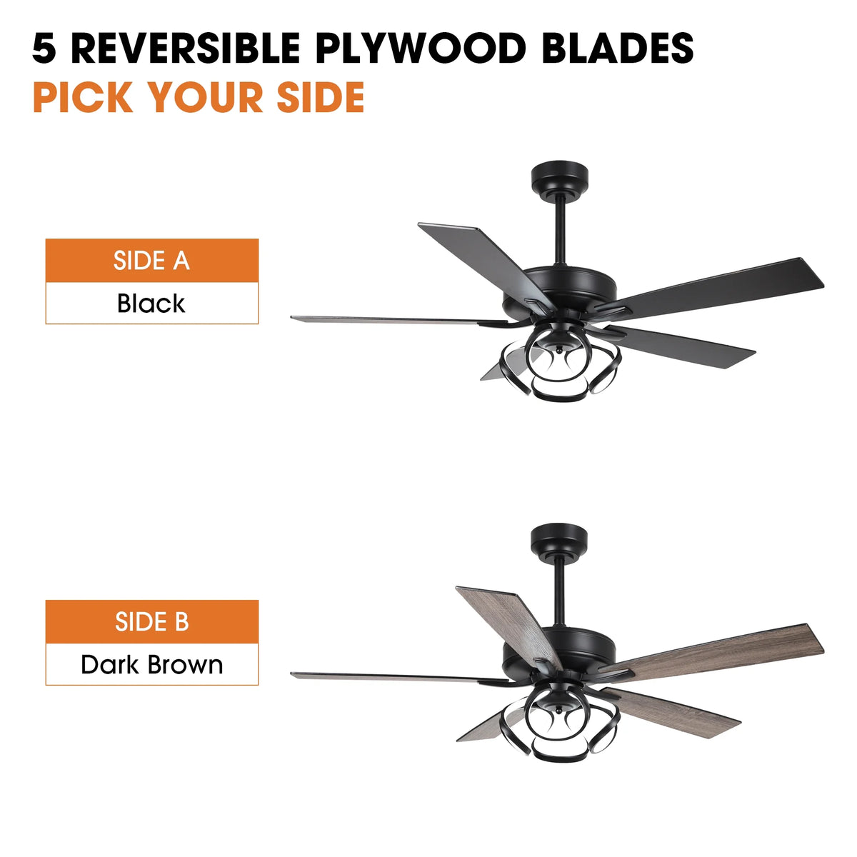 Parrot Uncle 52-Inch Contemporary Chrome Ceiling Fan with Integrated LED Lights and Remote Control