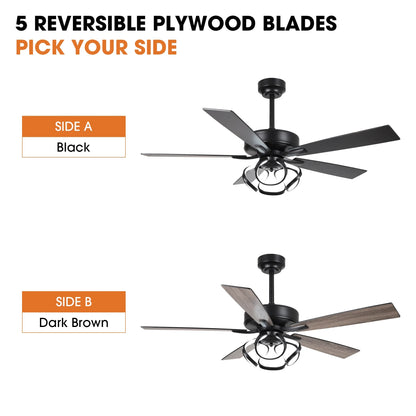Parrot Uncle 52-Inch Contemporary Chrome Ceiling Fan with Integrated LED Lights and Remote Control