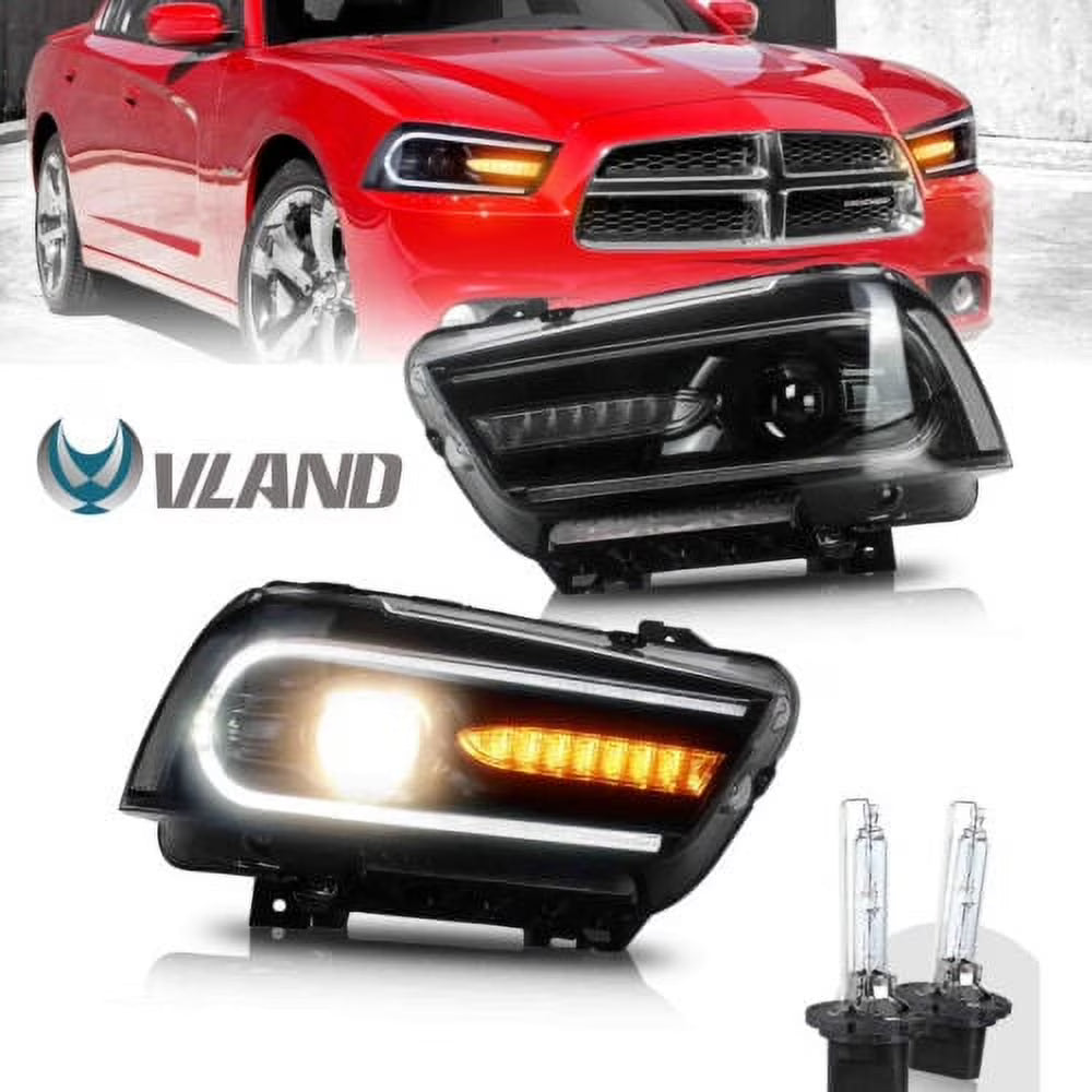 VLAND for Dodge Charger 2011 2012 2013 2014 Dual Beam Projector Headlights Replacement Assembly