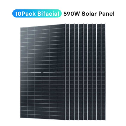 Renogy 4pcs 590 Watt Solar Panel, 12V/24V Bifacial N-Type Monocrystalline Solar Panel for Homes Roof RV Boat Camping