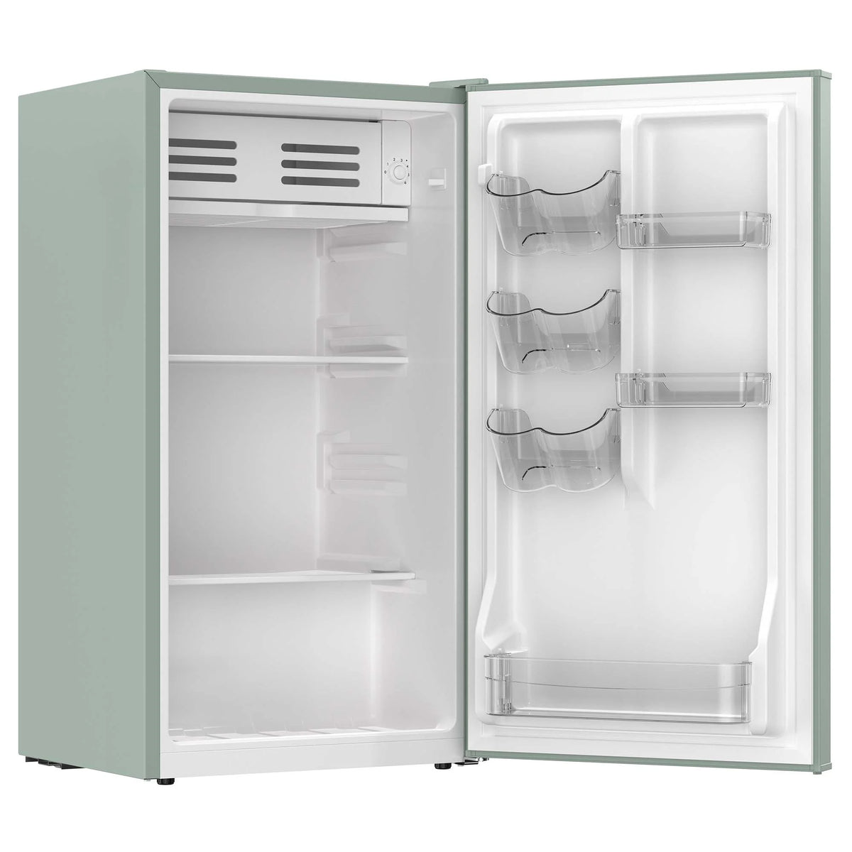 Frigidaire 3.1 cu. ft. retro compact fridge built-in side bottle opener W: 18.9" x L: 17.95" X H: 33.27" (Sage)