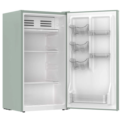Frigidaire 3.1 cu. ft. retro compact fridge built-in side bottle opener W: 18.9" x L: 17.95" X H: 33.27" (Sage)