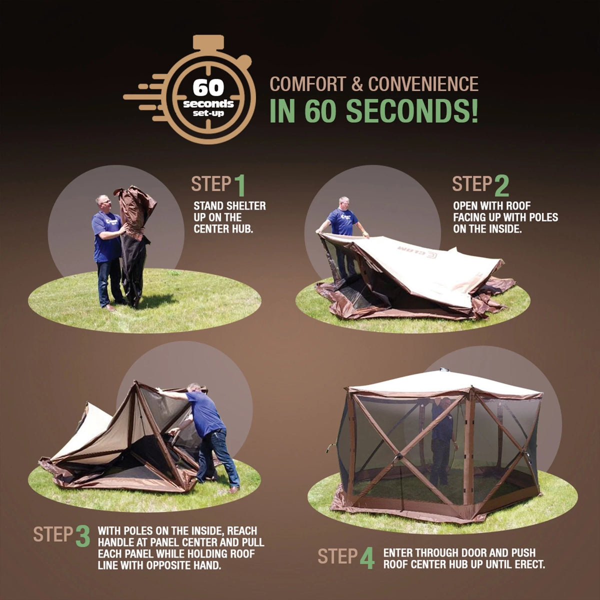 CLAM Quick-Set Pavilion 12.5 x 12.5' Portable Outdoor Canopy Shelter, Green