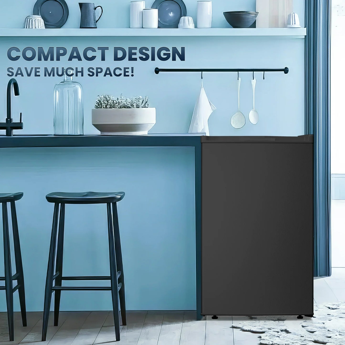 Electactic Upright Freezer, Energy Saving 3.0 Cu.ft Single Door Compact Upright Freezer with Reversible Door(Black)