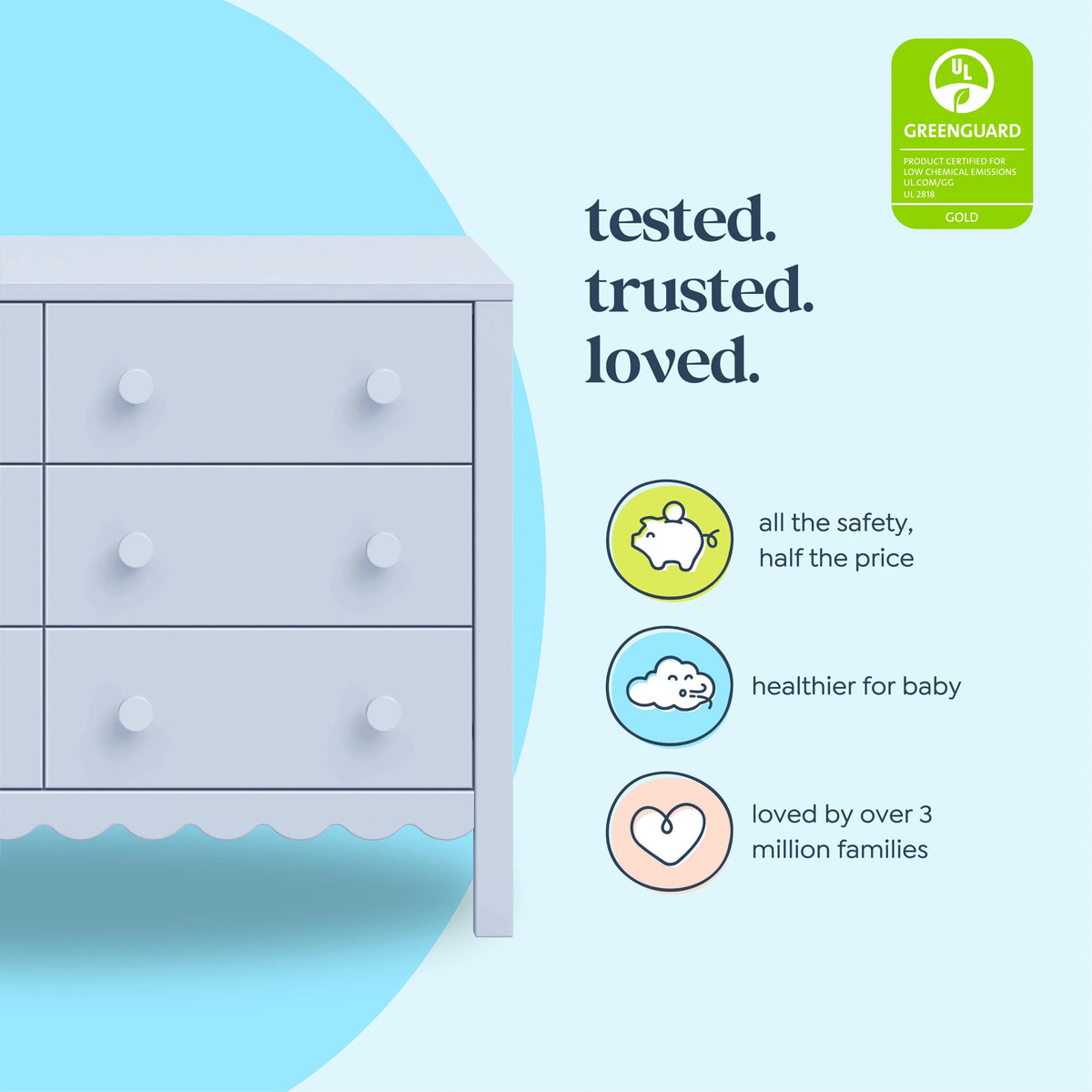 daVinci Sammy Scallop 6-Drawer Dresser in Light Sage