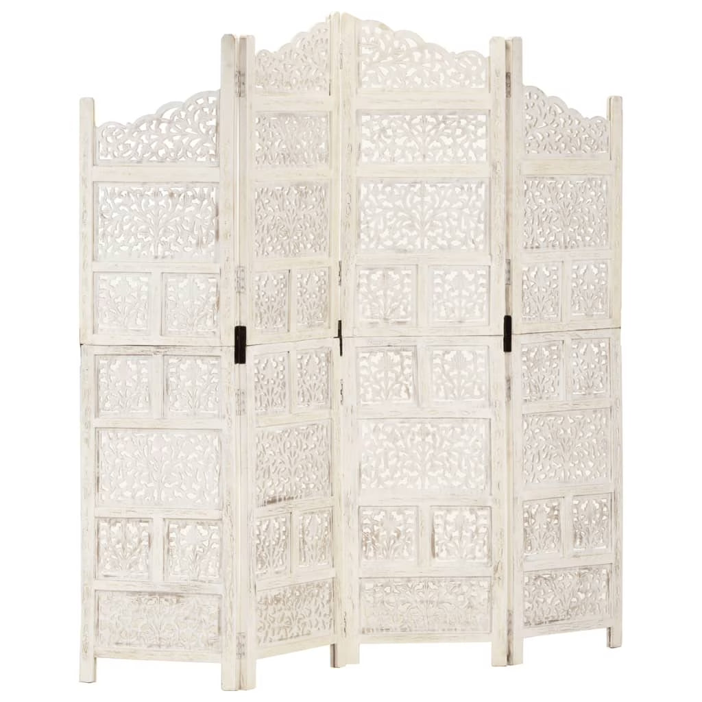 vidaXL Room Divider 4 Panel Folding Privacy Screen for Office Solid Wood Mango