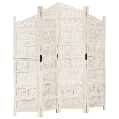 vidaXL Room Divider 4 Panel Folding Privacy Screen for Office Solid Wood Mango