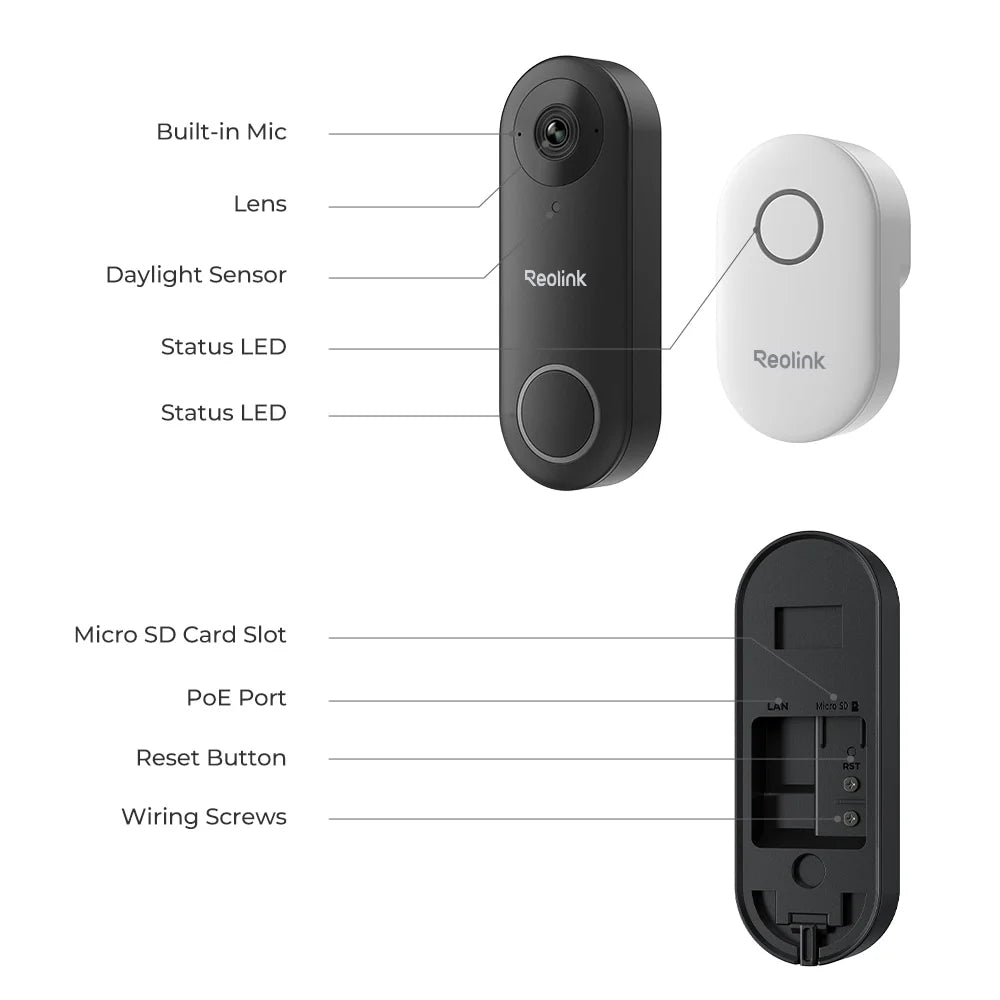 Reolink 2K 5MP Video Doorbell Camera 5G Wifi Security Home Doorbell Chime, Person &Package Detection