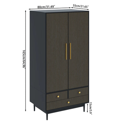 Armoire Wardrobe Closet, Closet Wardrobe Cabinet with Drawers and Hanging Rail for Bedroom, White