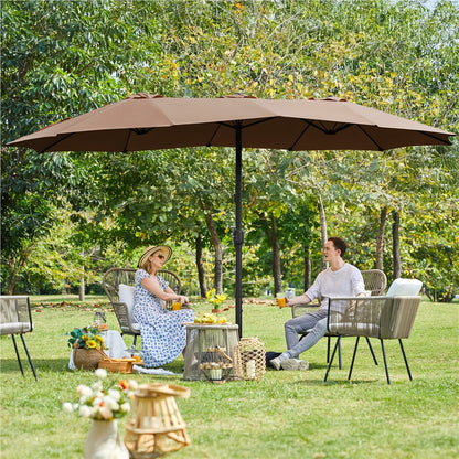 Topeakmart 13ft Patio Parasol Canopy with Crank, Tan
