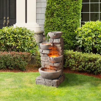 Teamson Home 33.25" Floor Water Fountain with LED Lights, Gray
