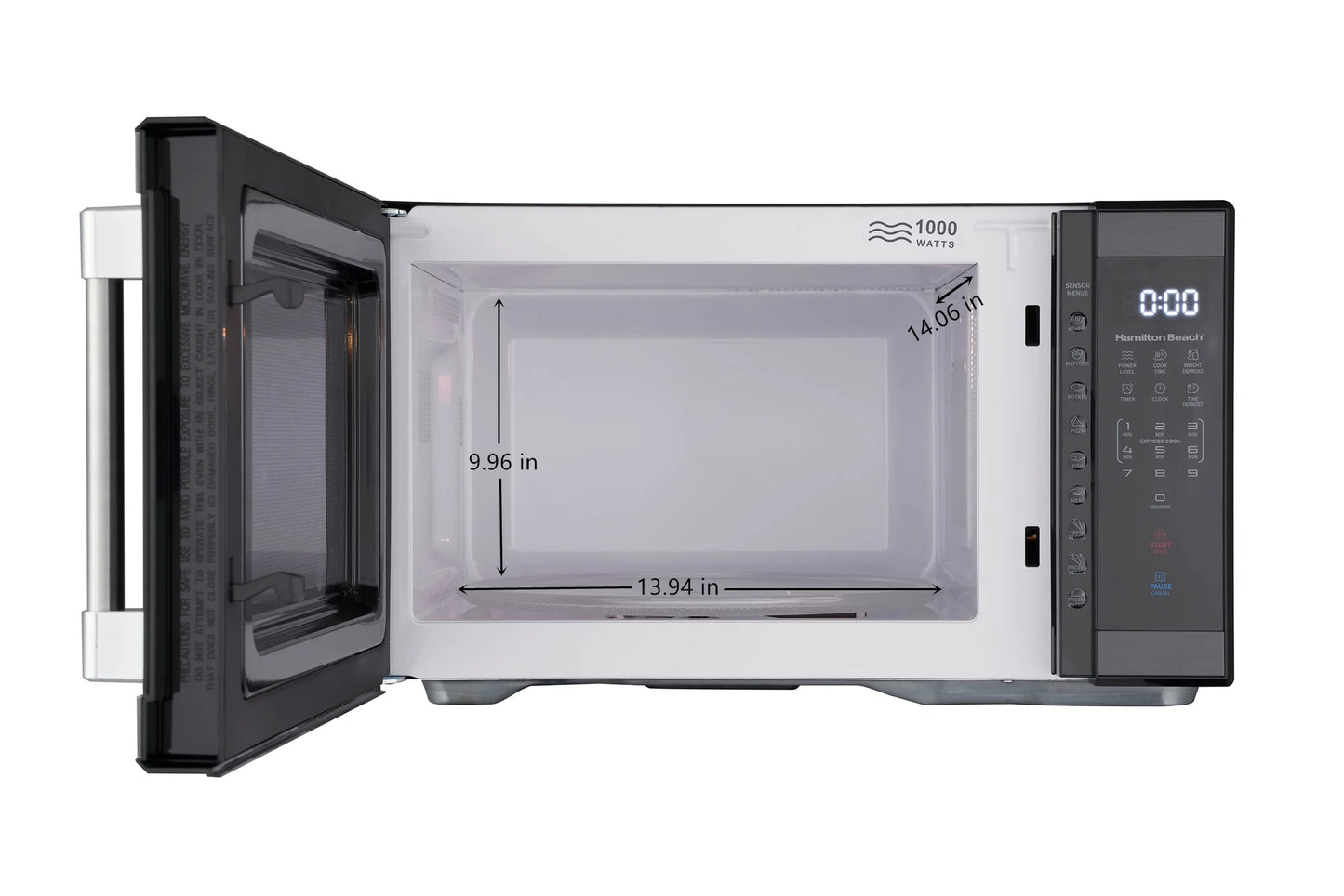 Hamilton Beach 1.1 Cu. Ft. Microwave Oven, Countertop, Black and Stainless Steel