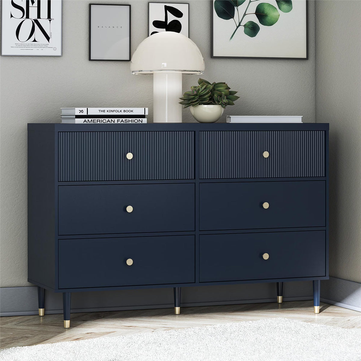 CosmoLiving by Cosmopolitan Elizabeth 6-Drawer Dresser, Navy
