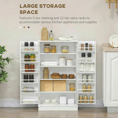 Spaco 17-Tier Kitchen Small Pantry Cabinet with 2 Doors and 6 Adjustable Shelves, Cabinet Pantry, Freestanding 5-Tier Shelving Pantries for Kitchen Storage, Gray
