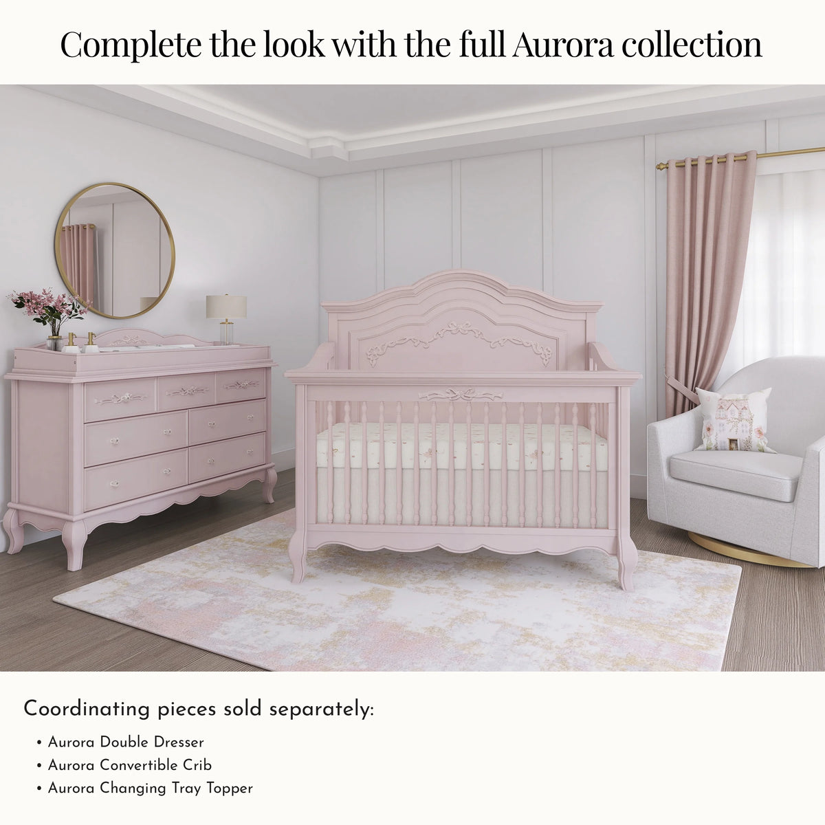 Evolur Aurora 7-Drawer Double Dresser in Ivory Lace, Spacious Drawers