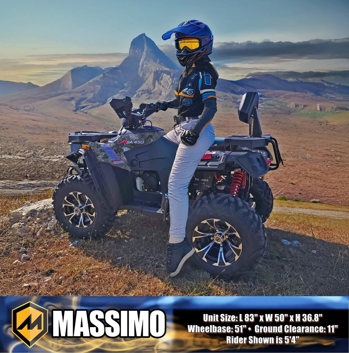 Massimo MSA450F Adult ATV Quad 352cc 25 HP 4 Stroke 4-Wheeler - Sand