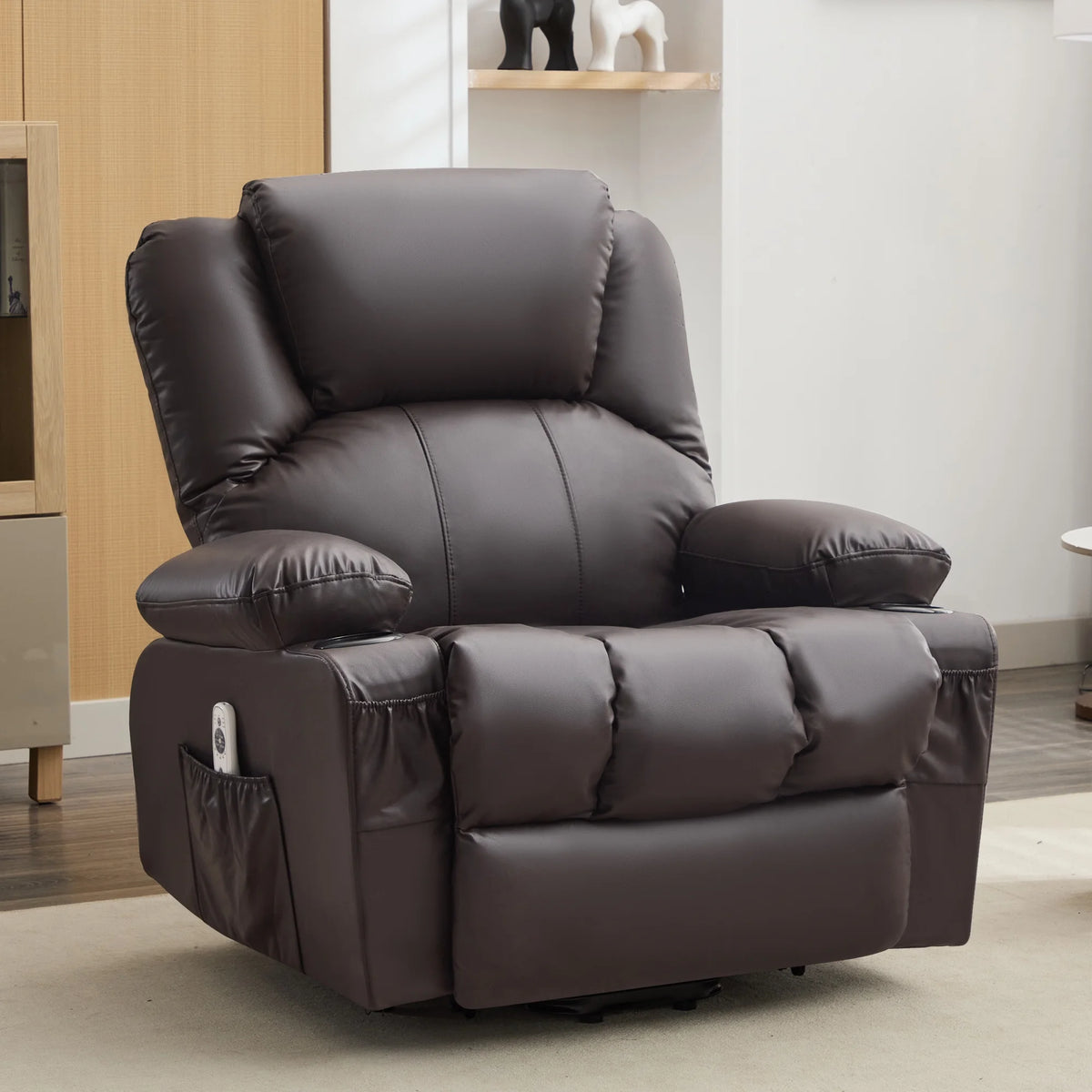 JONPONY Power Lift Recliner Chair Recliners for Elderly with Heat and Massage Recliner Chair for Living Room with Infinite Position and Side Pocket,USB Charge Port,Black