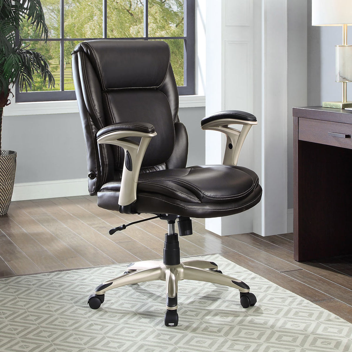 Serta Executive Manager Chair with Adjustable Lumbar Support and Comfort Coils, Black