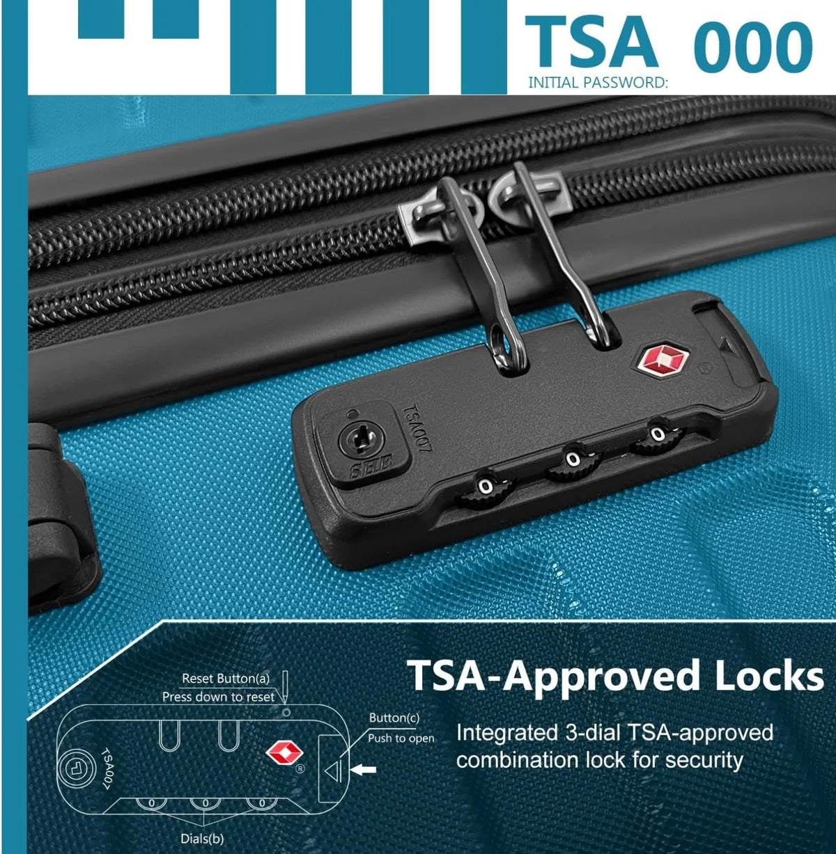 6-Piece Hardshell Luggage Set with Expandable Spinner Suitcases & TSA Lock, 25% Extra Capacity, Duffel Bag & Toiletry Kit, Cream ABS Suitcases