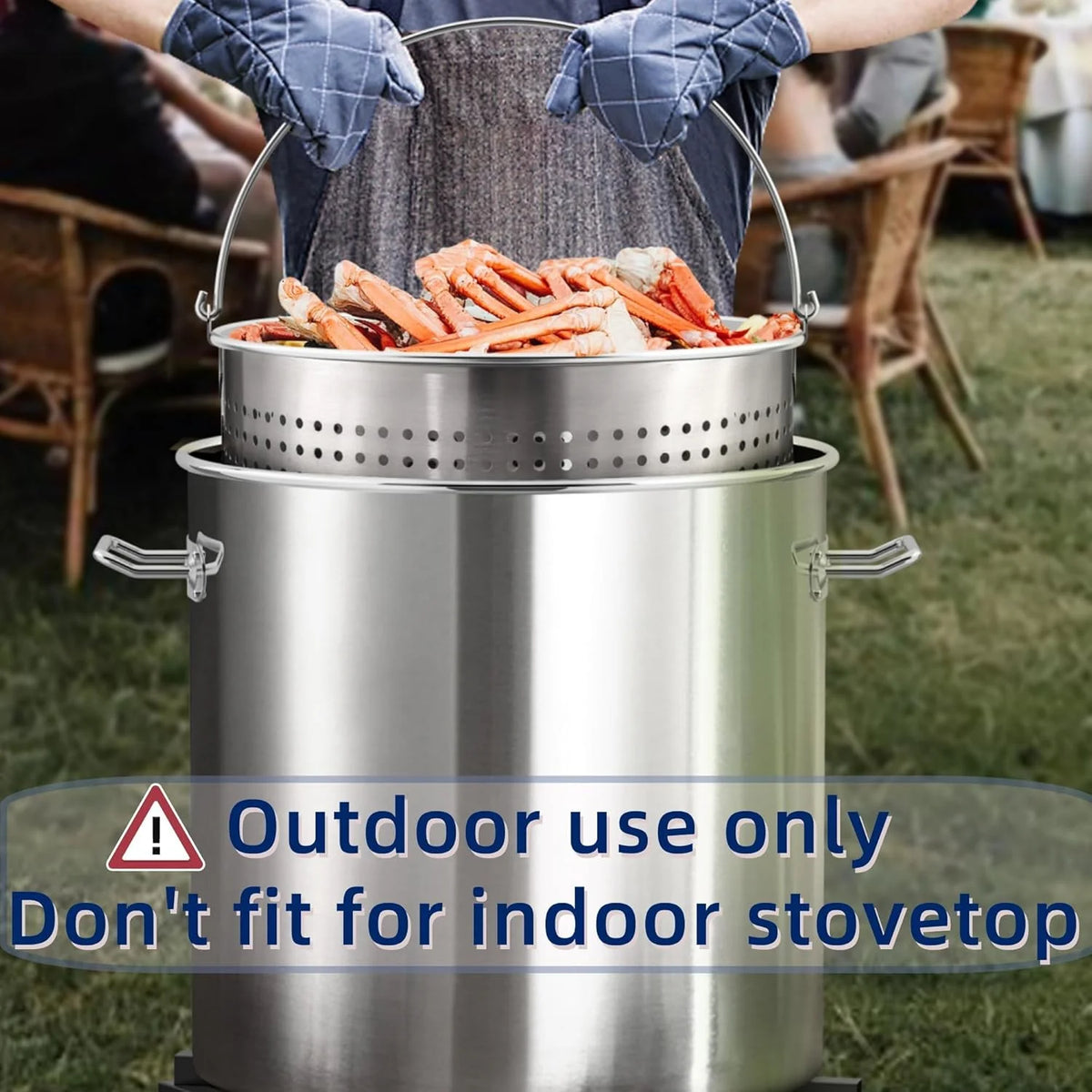 100QT Seafood Boiling Kit, 200,000BTU Propane Burner And Stainless Steel Crawfish Boil Pot w/Basket and Steamer Rack, For Outdoors Cooking and Steaming, Large Turkey Fryer Pot, Lobster Shrimp Pot