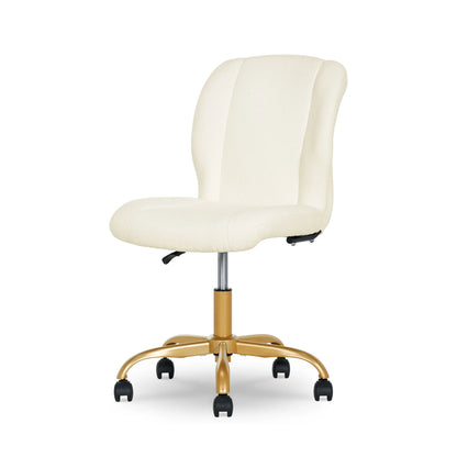 Mainstays Boucl�� Armless Office Chair for Adults and Teens, Cream