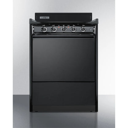 24" wide electric coil range in black
