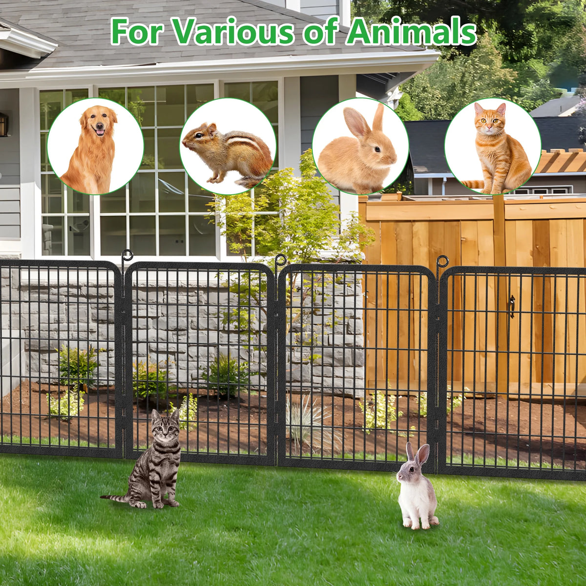 Garden Fence with Gate Fencing No Dig Fence Panels 30ft(L)��32in(H) for Yard Animal Barrier Decorative Garden Fencing for Backyard Patio Garden Fences and Borders for Dogs