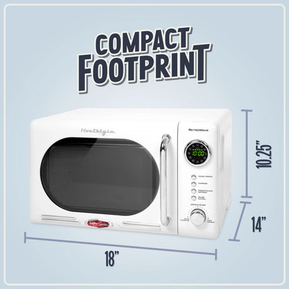 Nostalgia Retro Compact Countertop Microwave Oven - 0.7 Cu. Ft. - 700-Watts with LED Digital Display - Child Lock - Easy Clean Interior - Orange