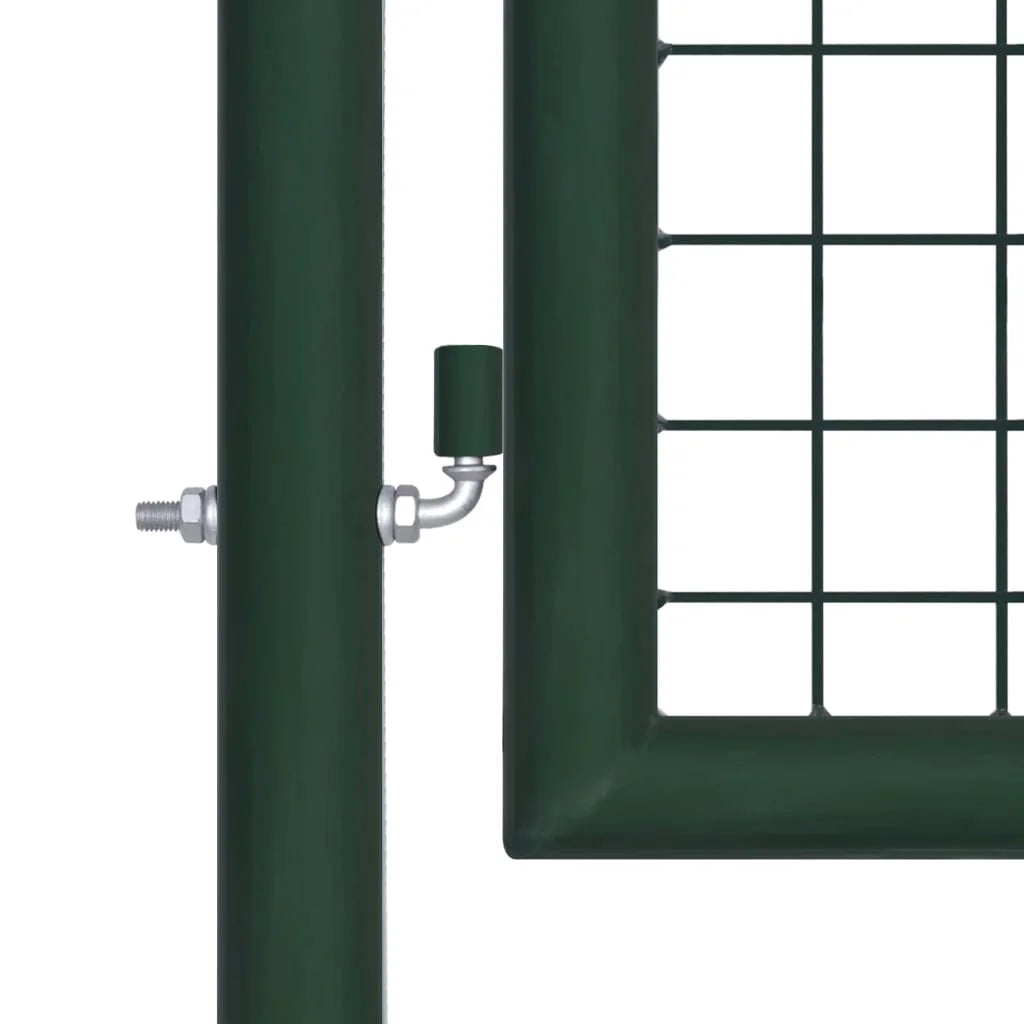vidaXL Fence Gate Metal Fence Post Garden Gate for Outdoor Patio Steel Green