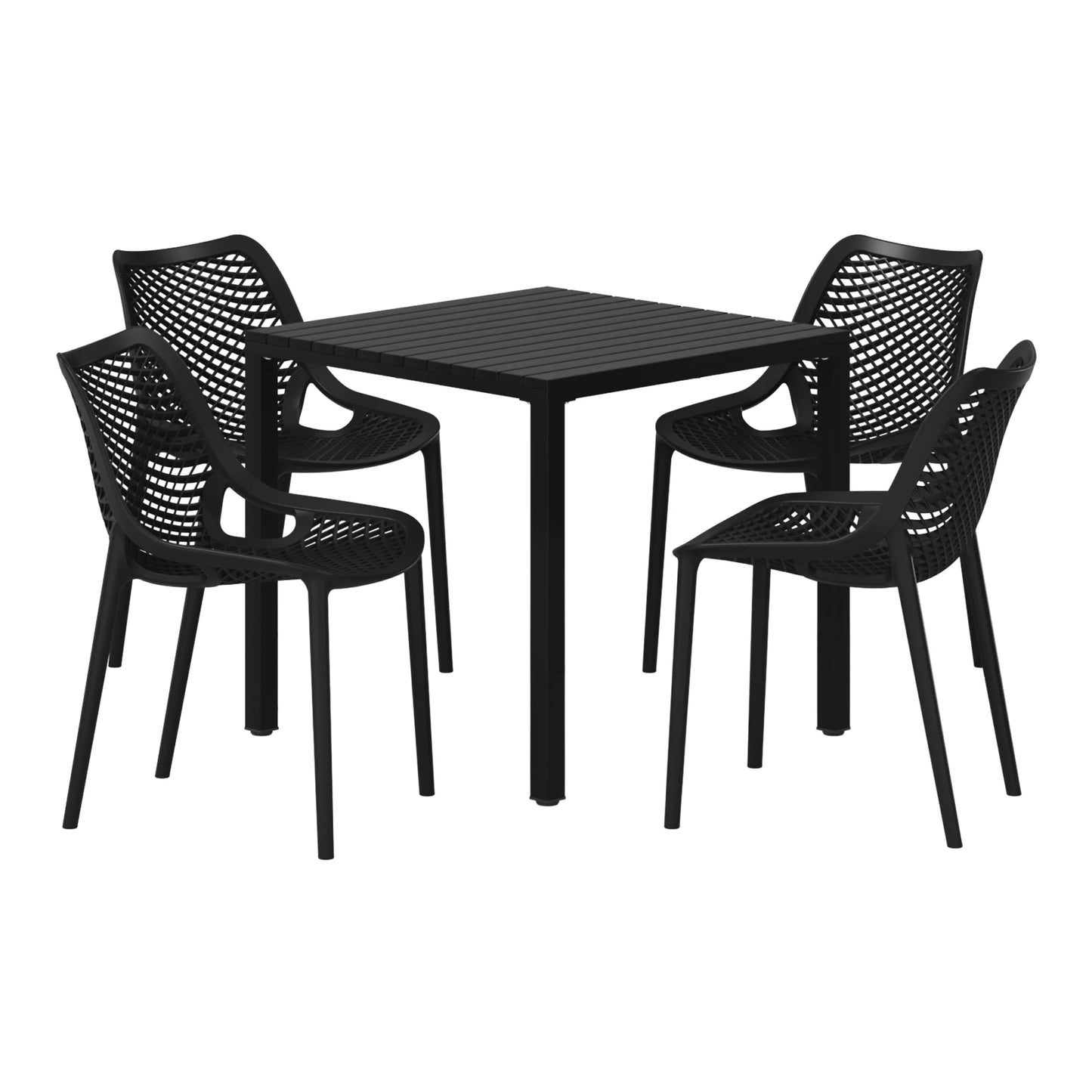 WestinTrends Playa 5-Piece Outdoor Patio Metal Frame Dining Table Set with Stackable Patio Dining Chairs, Olive Green