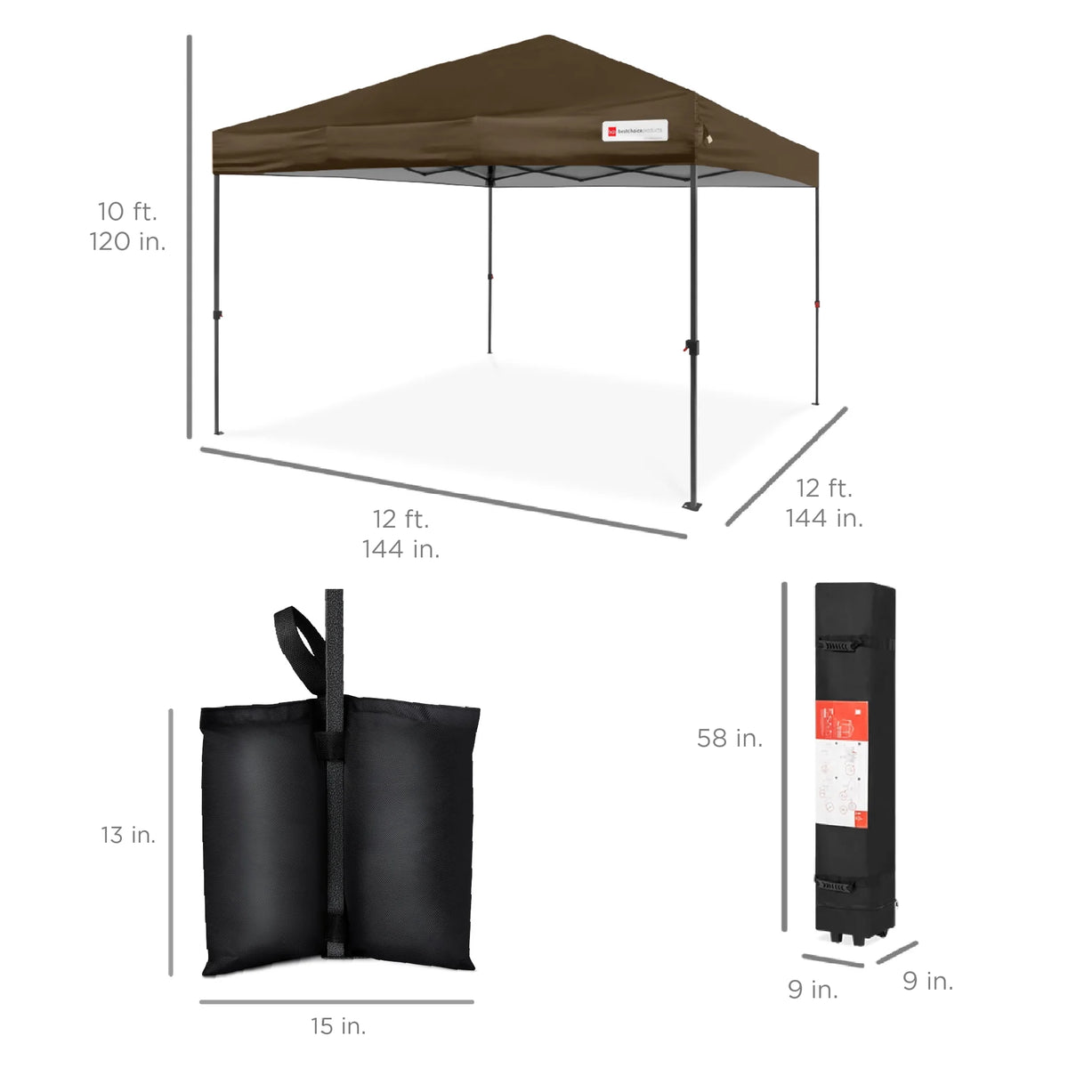Best Choice Products 12x12ft Easy Setup Pop Up Canopy w/ 1-Button Setup, Wheeled Case, 4 Weight Bags - Navy Blue