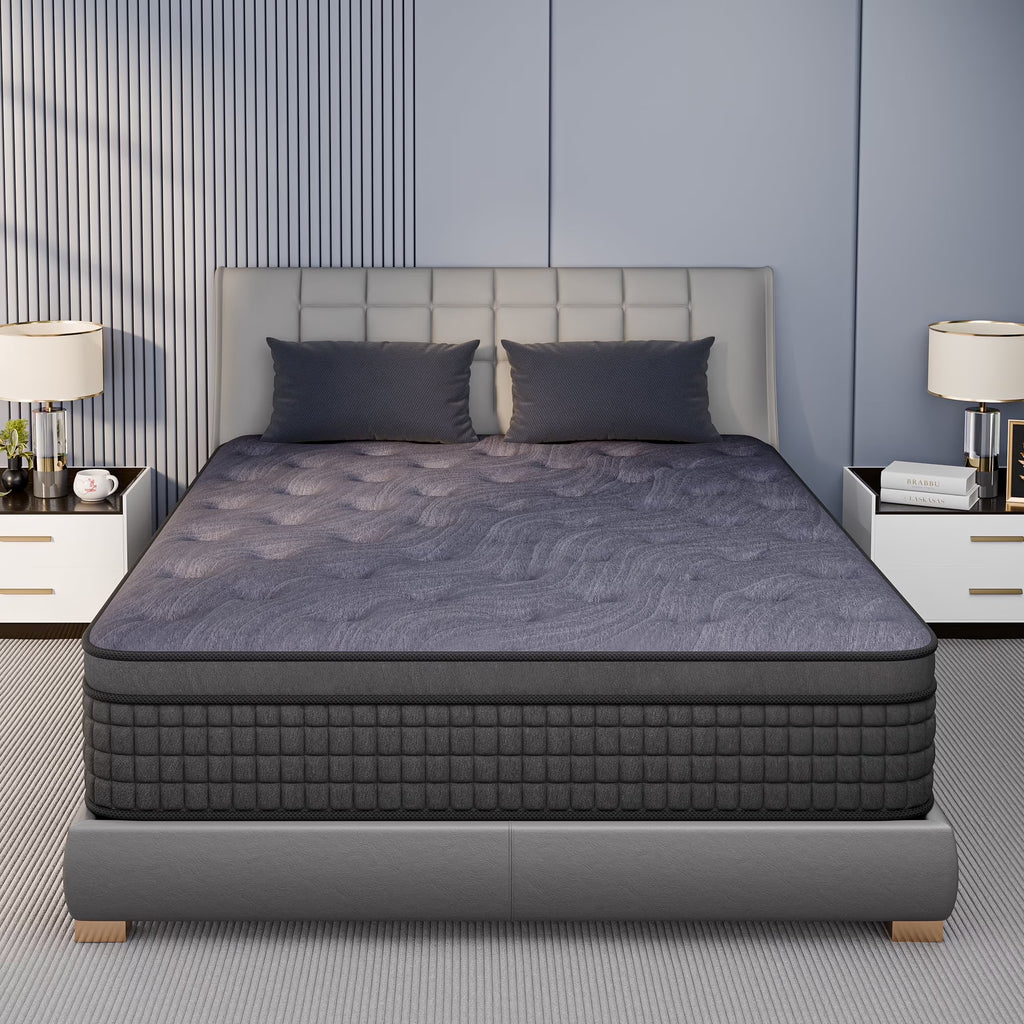 Sailvan Queen Mattress, 12 inch Queen Size Mattress, Hybrid Mattress Queen in a Box, Queen Bed Mattress With Memory Foam & Pocket Spring, Medium Firmness, Edge Support, Gray
